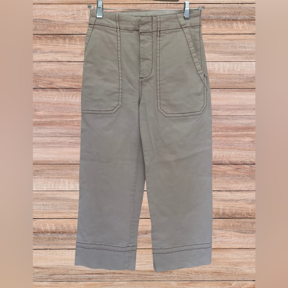 Anthropologie white jeans with brown stitching